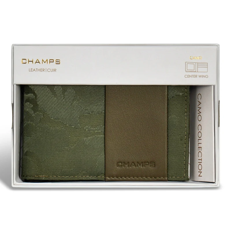 Camo / Leather Center Wing Wallet *Drop Ship*