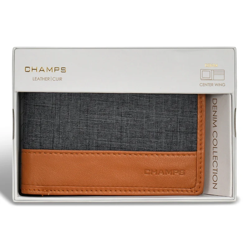 Denim / Leather Zip Around Wallet *Drop Ship*