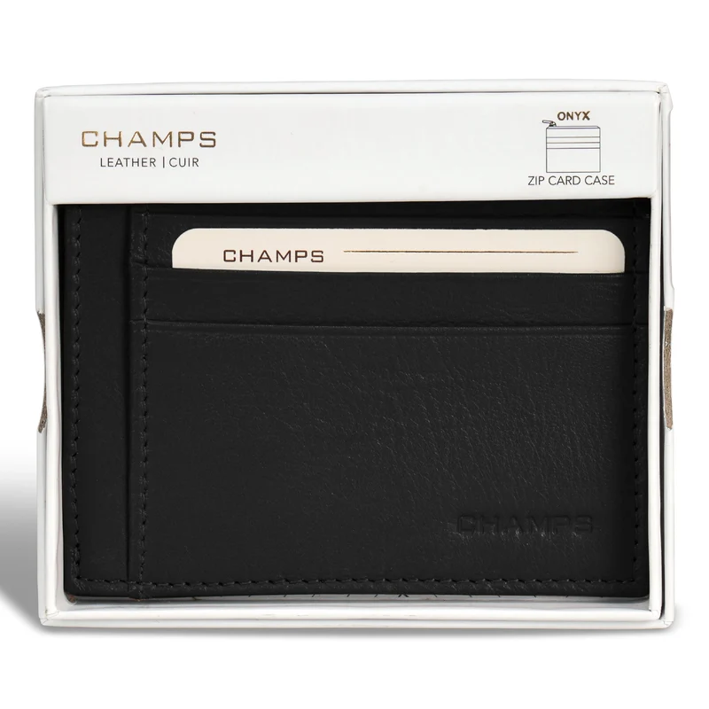 Onyx / Leather Zip Card Case *Drop Ship*