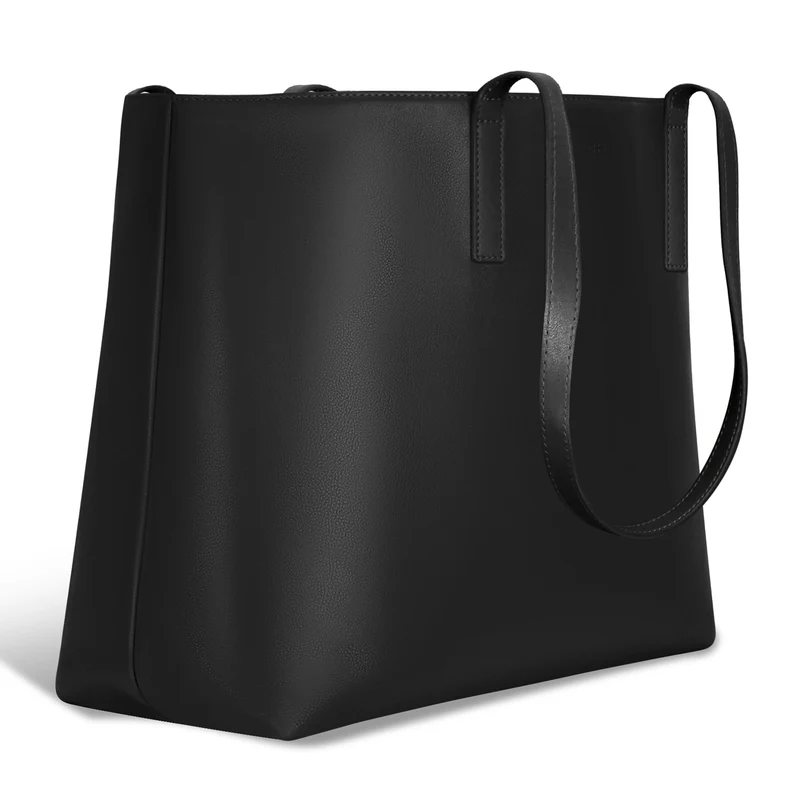 Onyx / Leather Open Tote *Drop Ship*