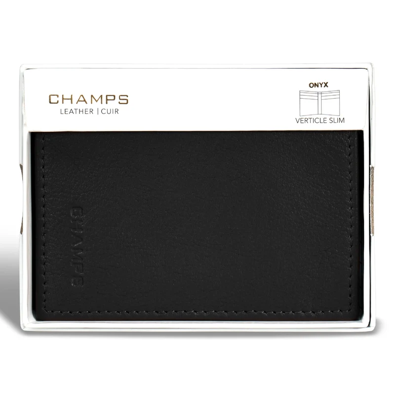 Onyx / Leather Vertical Slim Wallet *Drop Ship*