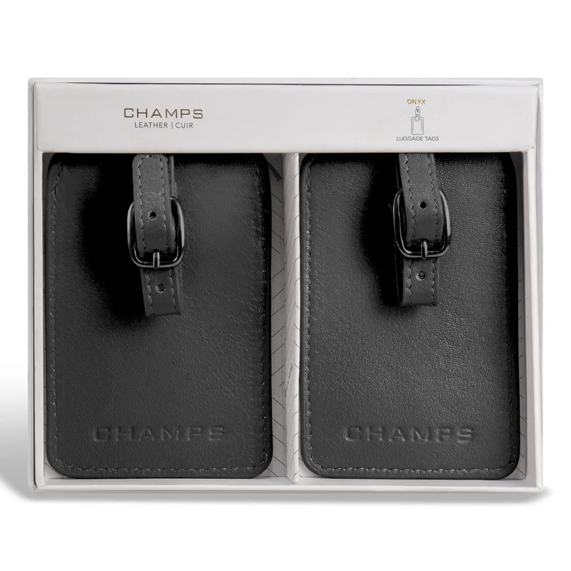 Onyx / Leather Luggage Tags *Drop Ship*