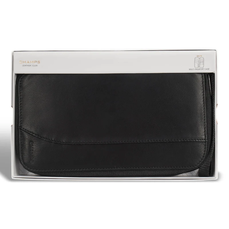 Onyx / Leather Multi Passport Case *Drop Ship*
