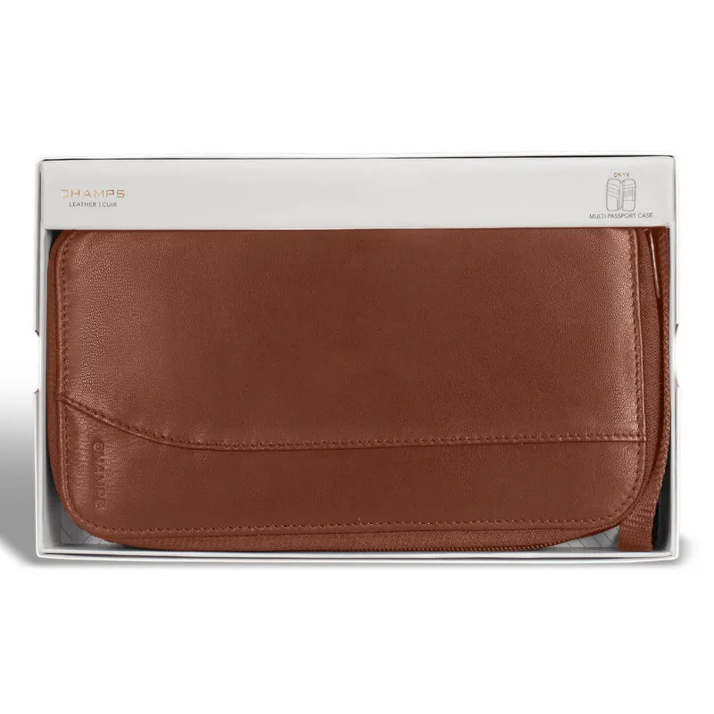 Onyx / Leather Multi Passport Case *Drop Ship*