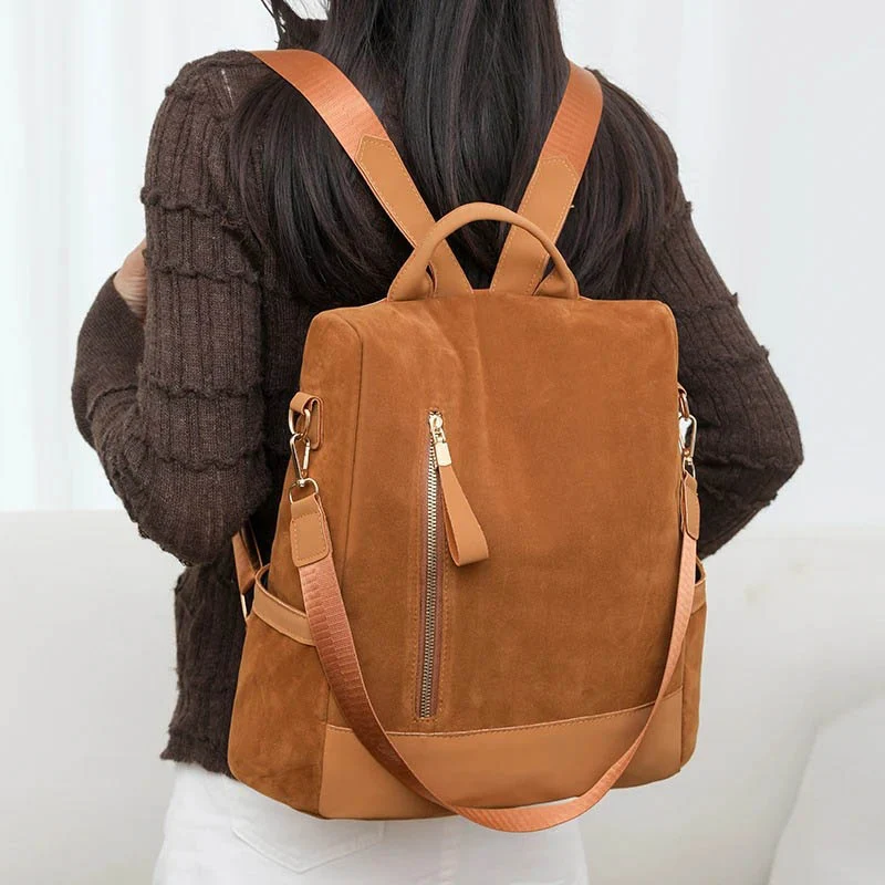 Nubuck sac antivol femme