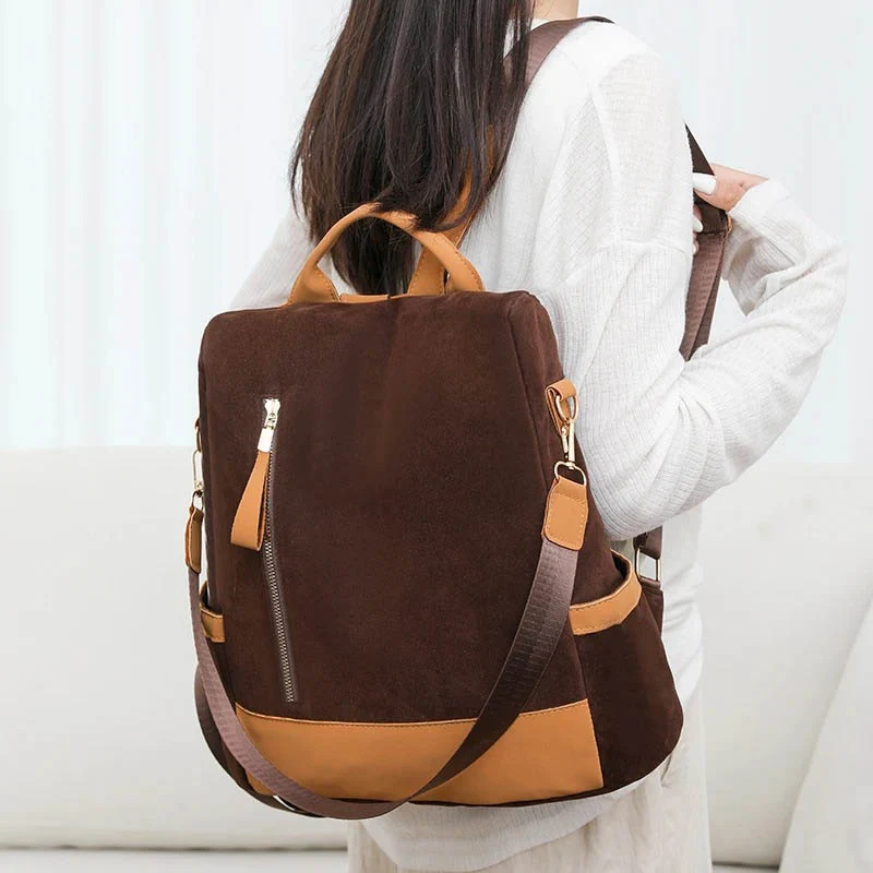 Nubuck sac antivol femme