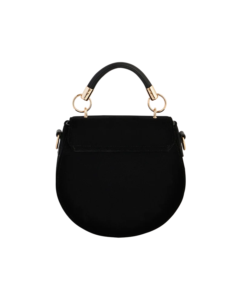 Black Fox & Owl Embroidered Top Handle Saddle Bag