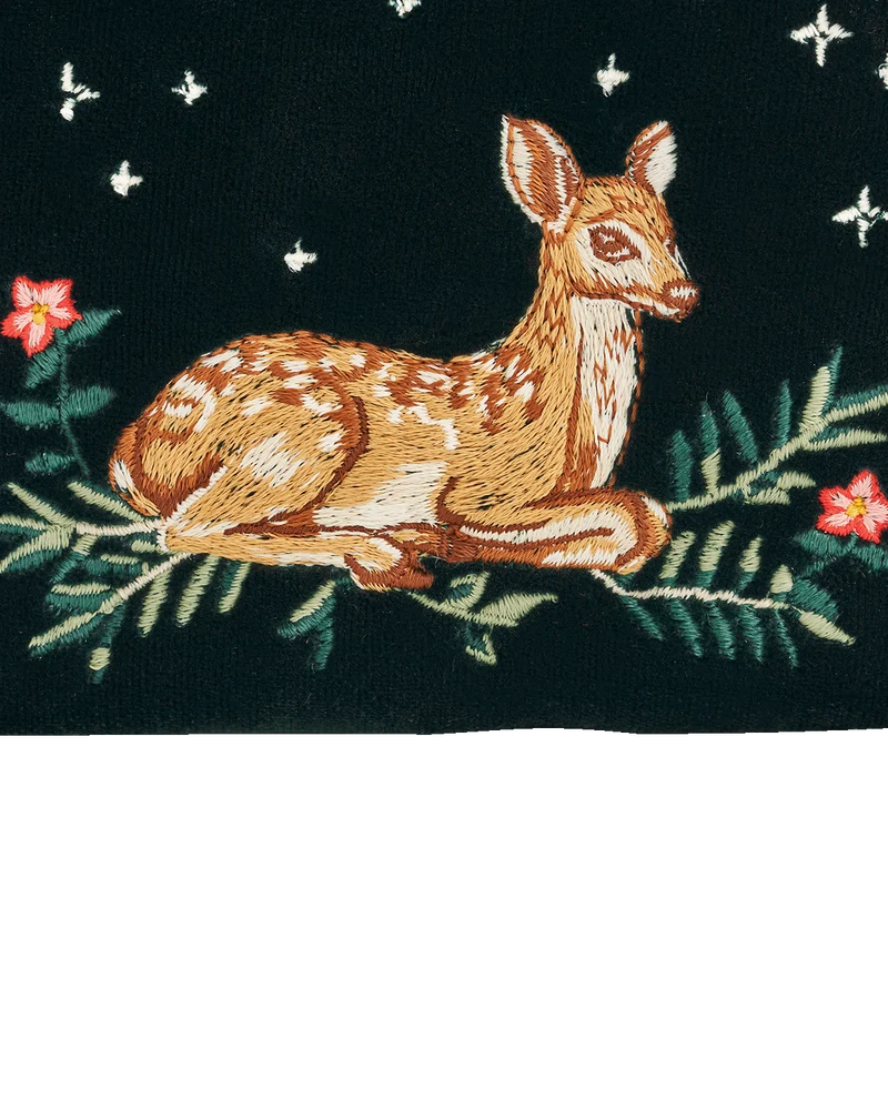 Green Fawn Embroidered Purse Small