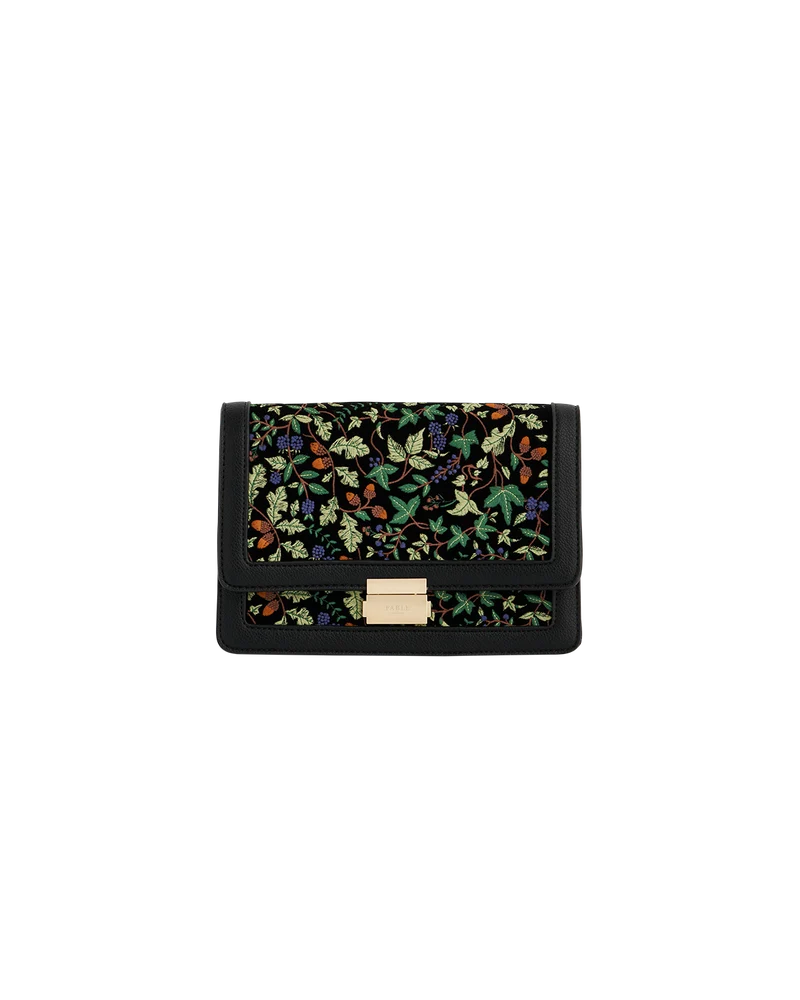 Black Embroidered Foldover Bag