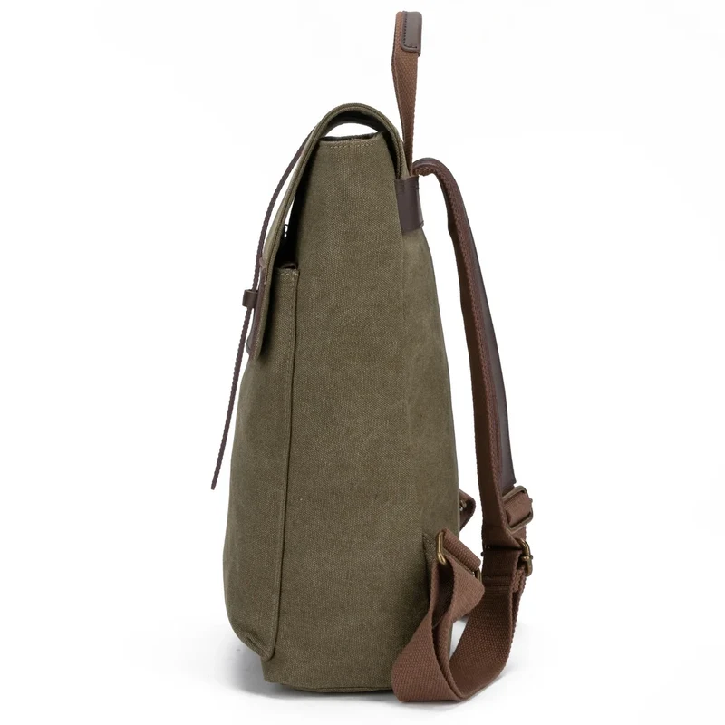 Sac à dos en toile et cuir BOTZARIS Vert olive