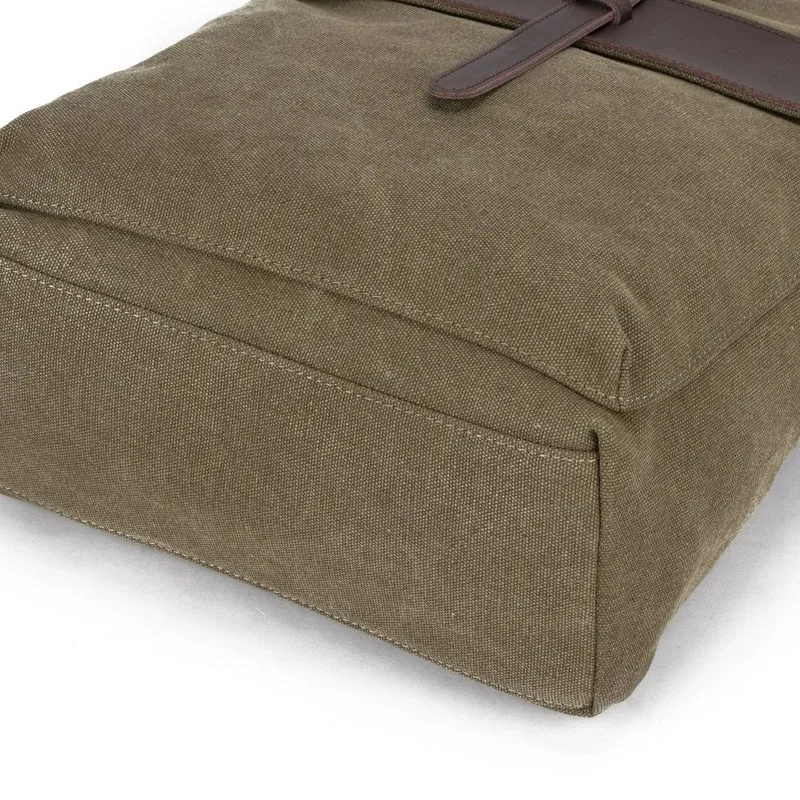 Sac à dos en toile et cuir BOTZARIS Vert olive