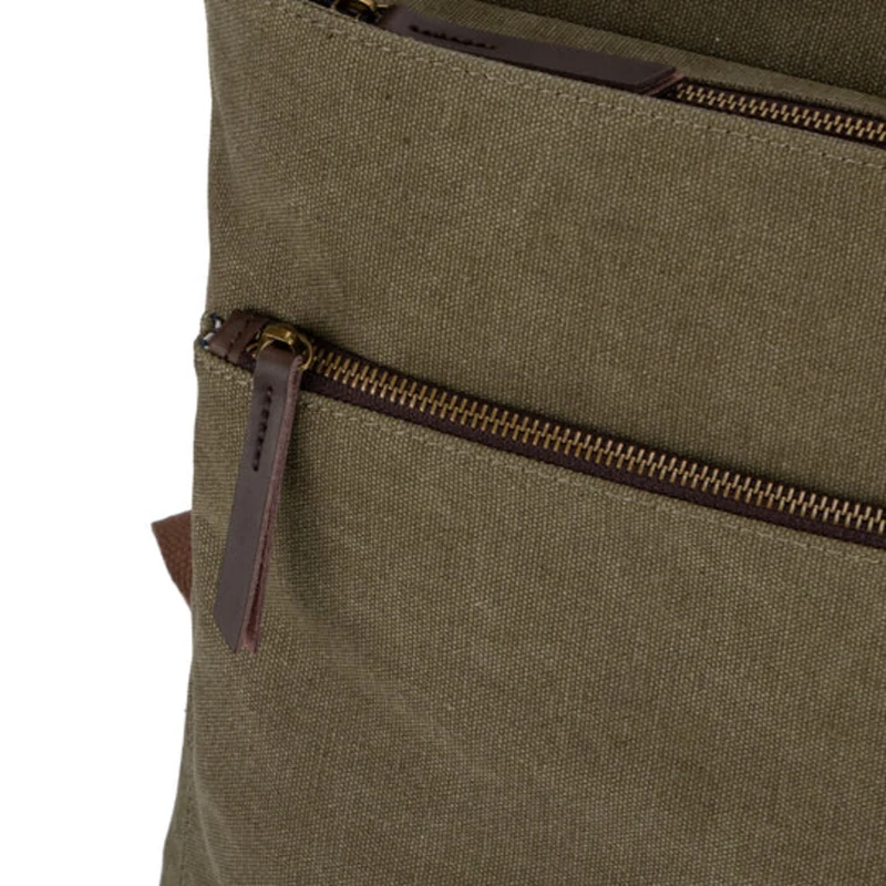 Sac à dos en toile et cuir BOTZARIS Vert olive