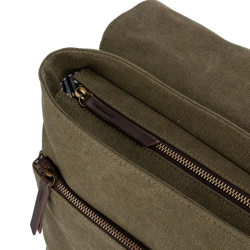 Sac à dos en toile et cuir BOTZARIS Vert olive