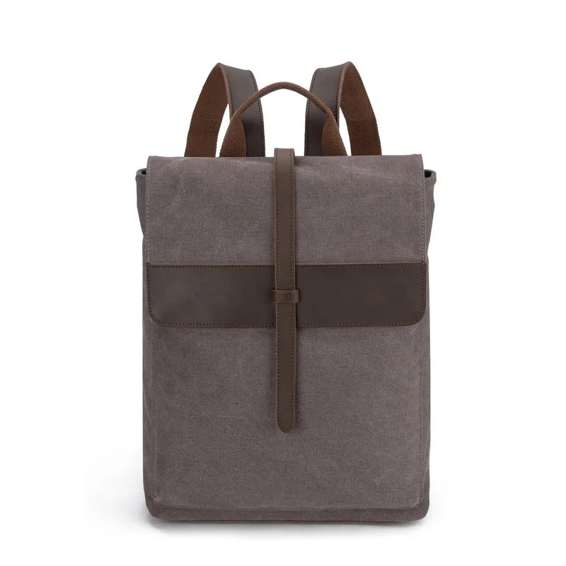 Sac à dos en toile et cuir BOTZARIS Gris taupé