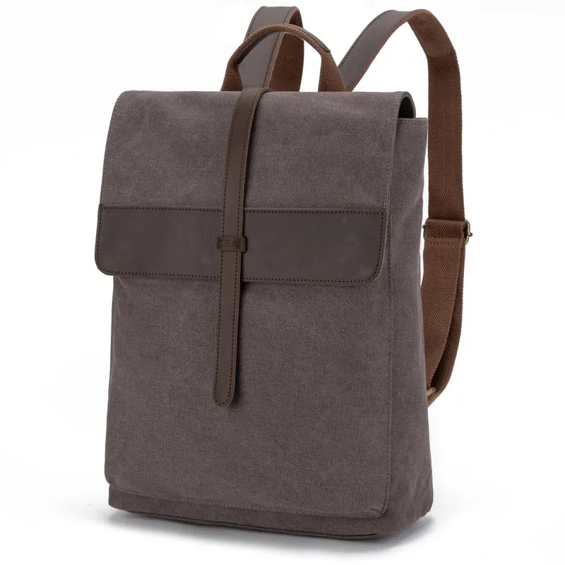 Sac à dos en toile et cuir BOTZARIS Gris taupé