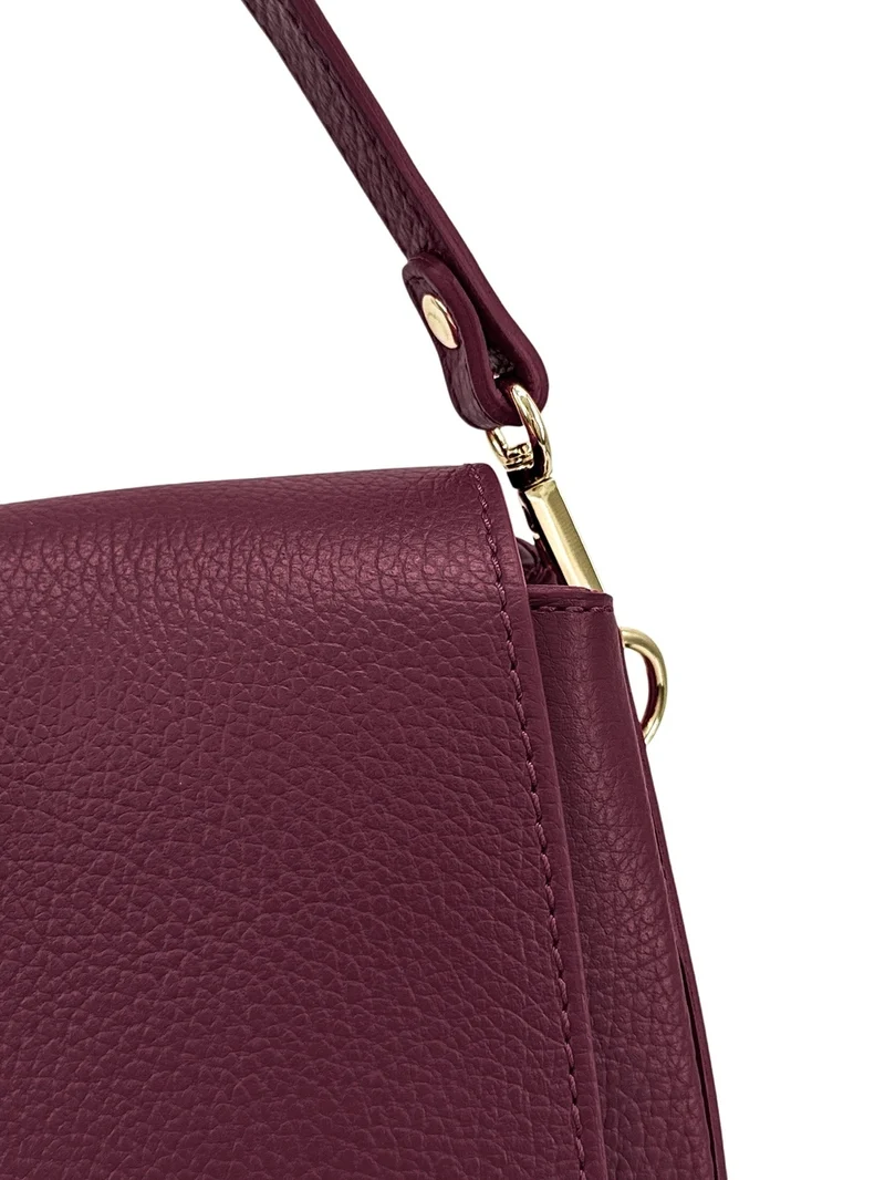 Sac à main en cuir grainé LOUIE Prune