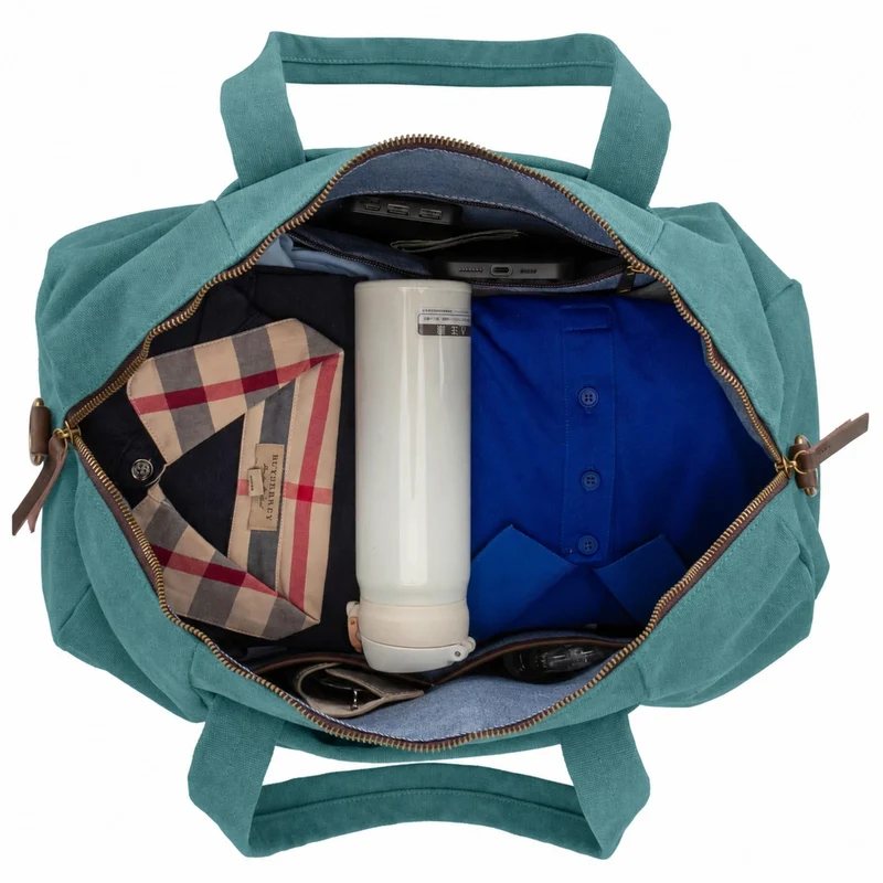 Sac bowling en toile et cuir LEDRU-ROLLIN Vert canard