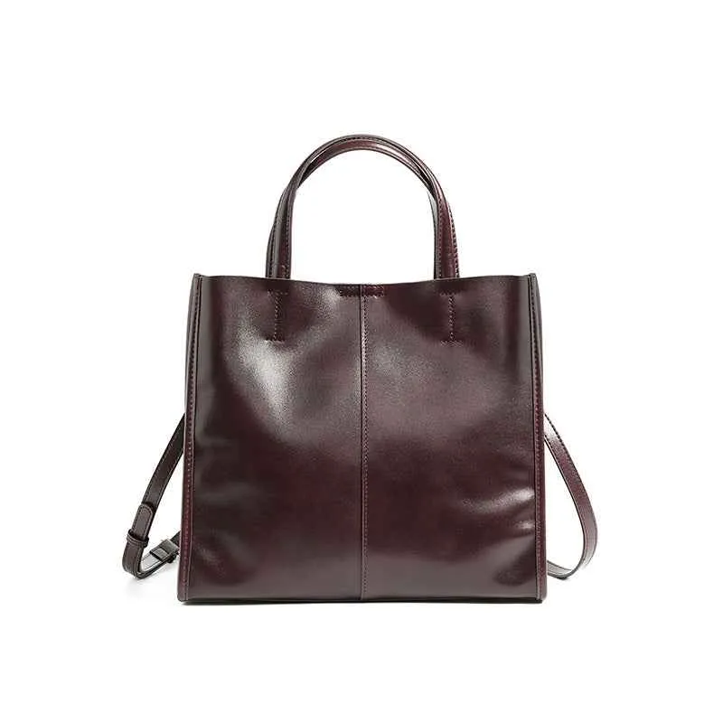 Genuine Leather High-End Womens Stylish And Versatile Handbag