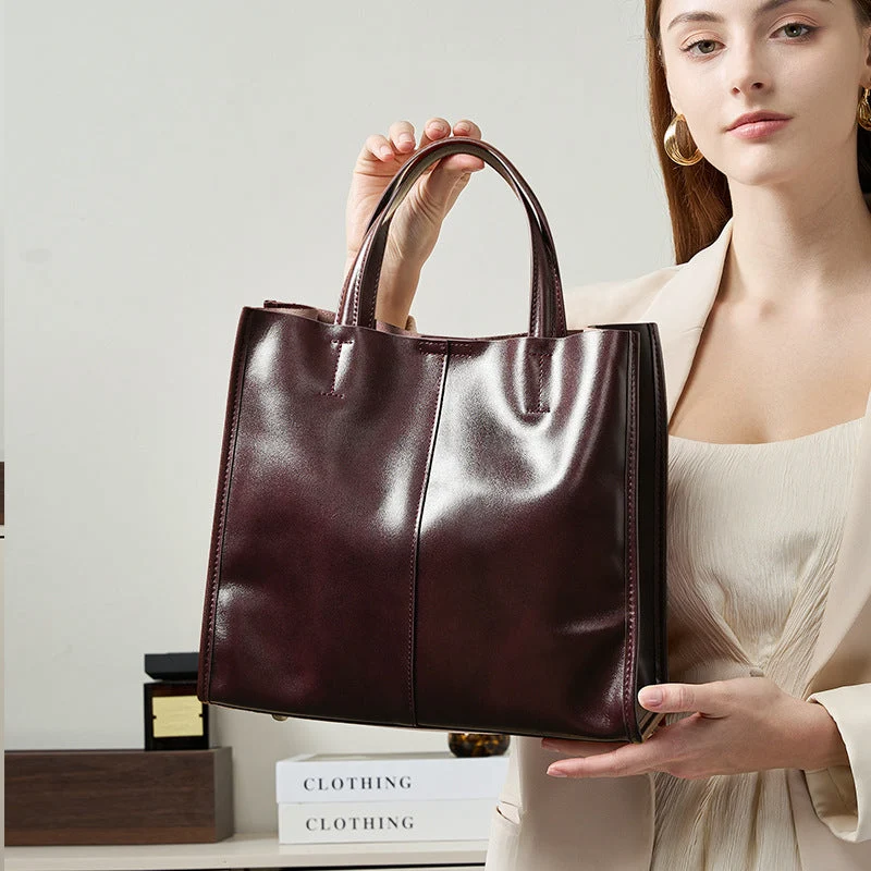 Genuine Leather High-End Womens Stylish And Versatile Handbag