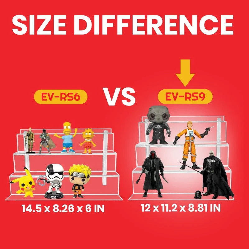 EVORETRO Acrylic Display Risers for Funko Pops and Action Figures 6 Inch - RS9 Shelve Inch