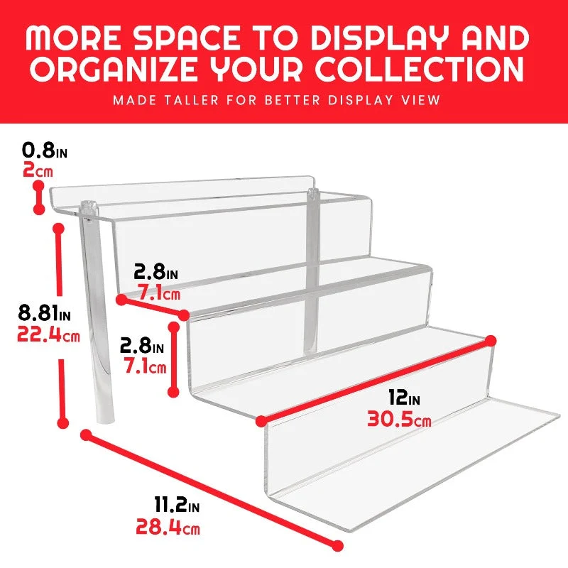 EVORETRO Acrylic Display Risers for Funko Pops and Action Figures 6 Inch - RS9 Shelve Inch