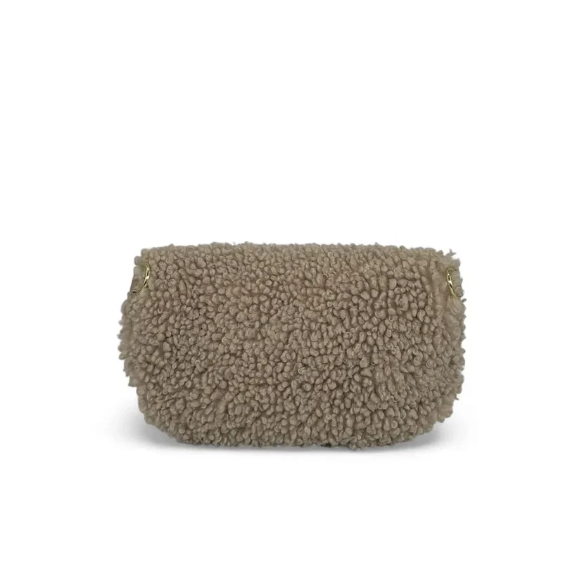 Sac banane en cuir et peluche LOU PILOU Taupe