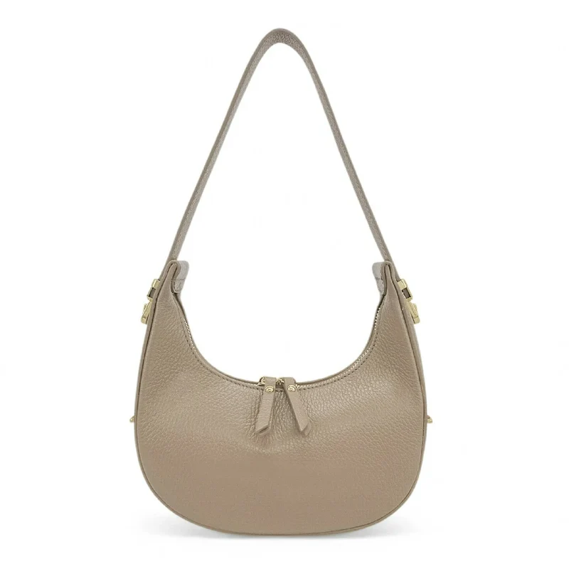 Sac demi-lune en cuir grainé SILOE Taupe