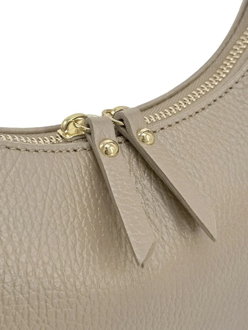 Sac demi-lune en cuir grainé SILOE Taupe