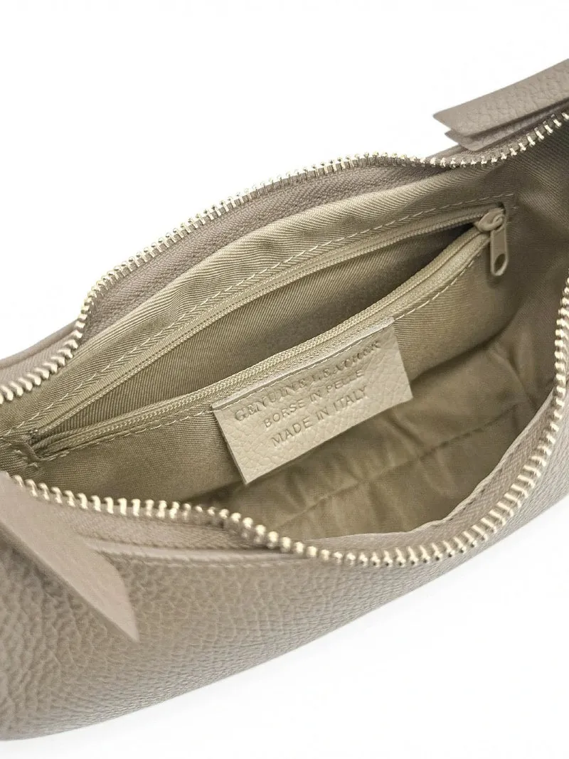 Sac demi-lune en cuir grainé SILOE Taupe