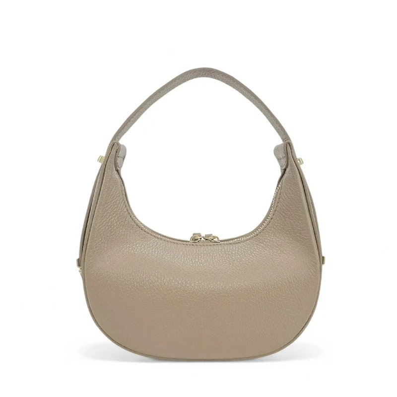 Sac demi-lune en cuir grainé SILOE Taupe