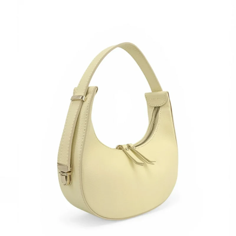 Sac demi-lune en cuir grainé SILOE Soft jaune