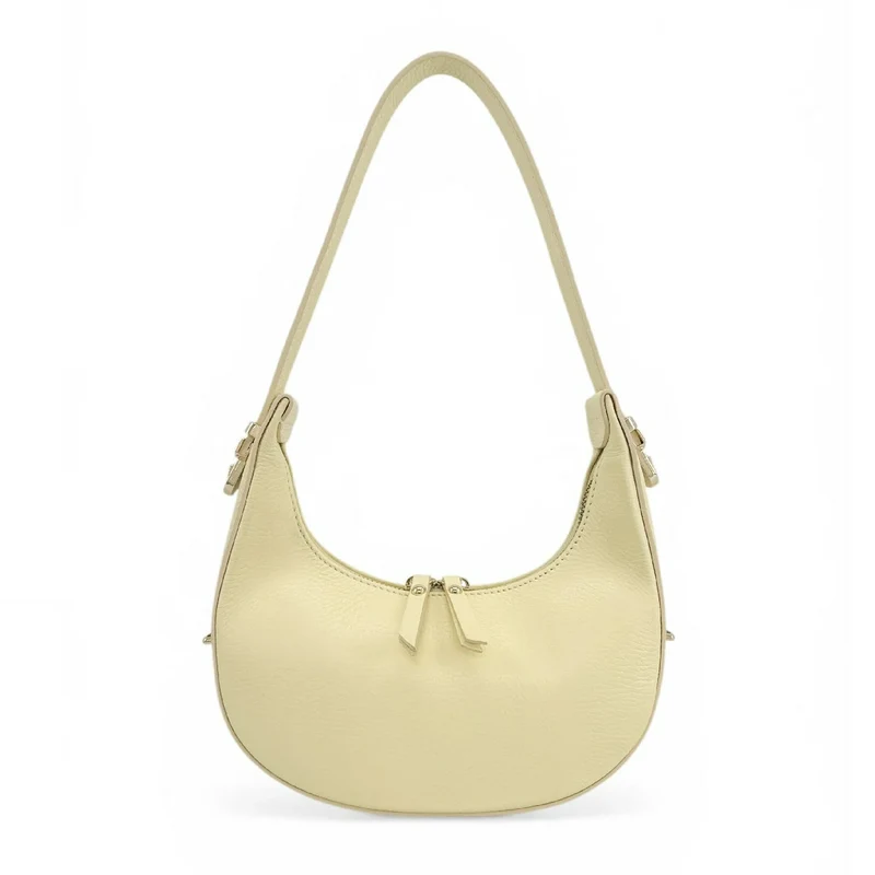 Sac demi-lune en cuir grainé SILOE Soft jaune