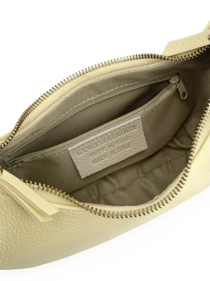 Sac demi-lune en cuir grainé SILOE Soft jaune