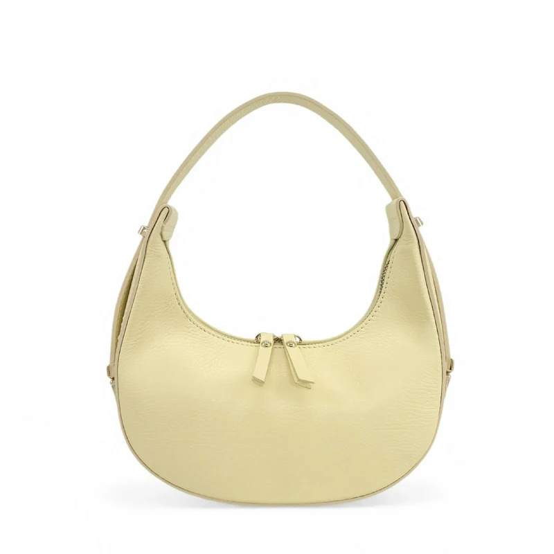 Sac demi-lune en cuir grainé SILOE Soft jaune