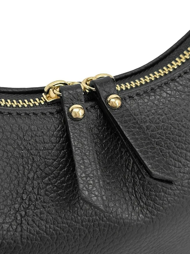Sac demi-lune en cuir grainé SILOE Noir