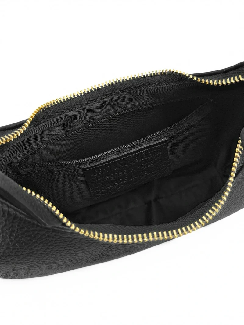 Sac demi-lune en cuir grainé SILOE Noir