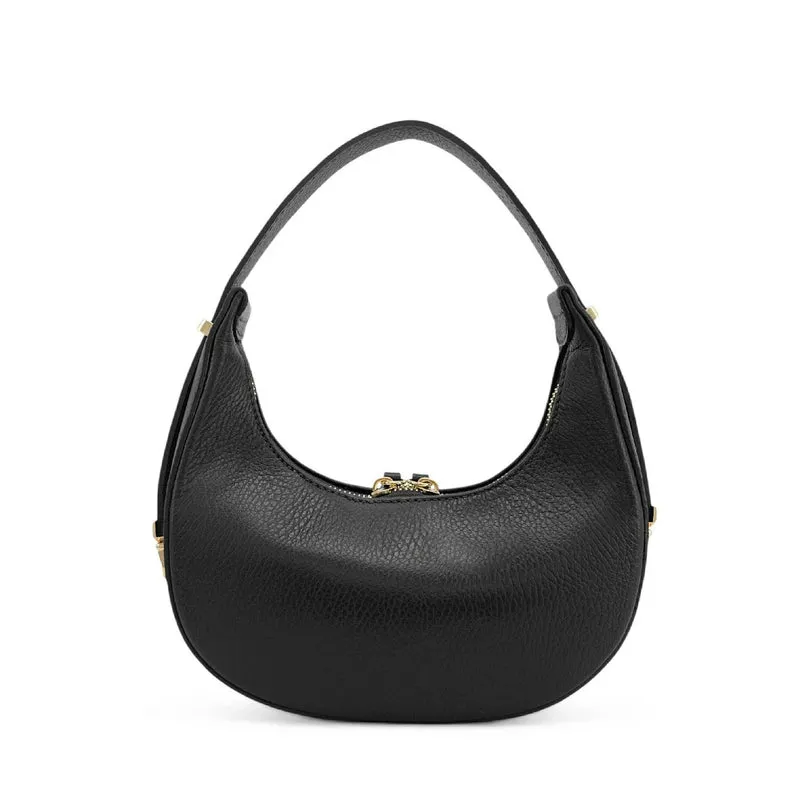 Sac demi-lune en cuir grainé SILOE Noir