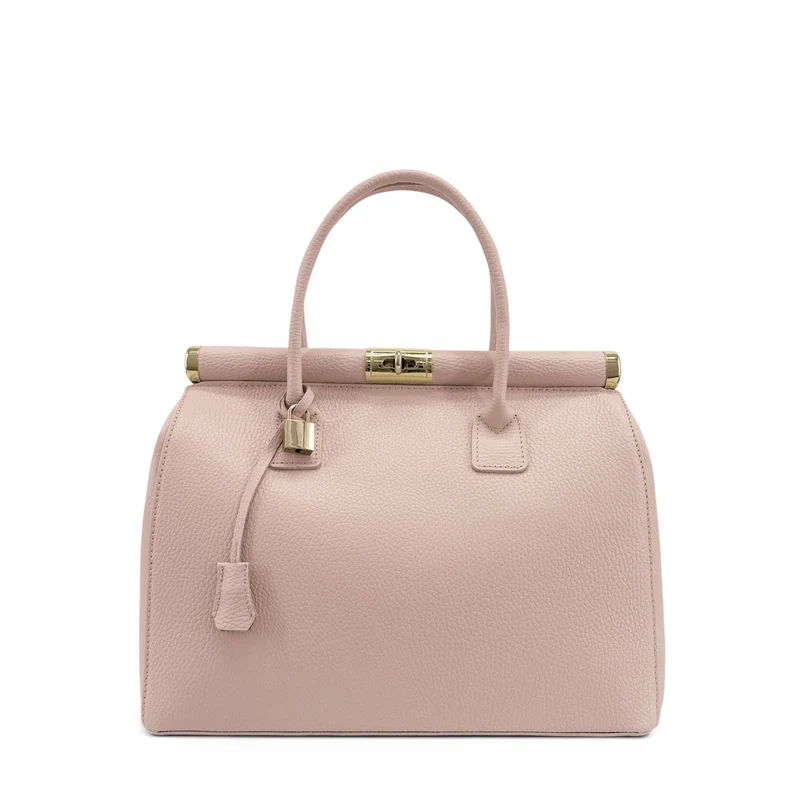 Sac bowling en cuir grainé TROCADERO Rose nude