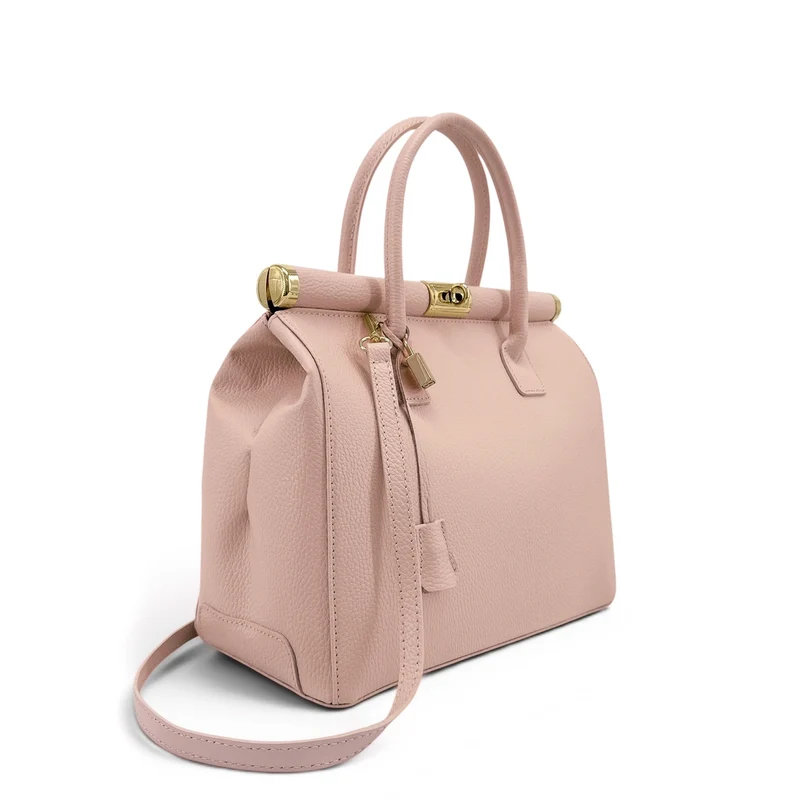 Sac bowling en cuir grainé TROCADERO Rose nude