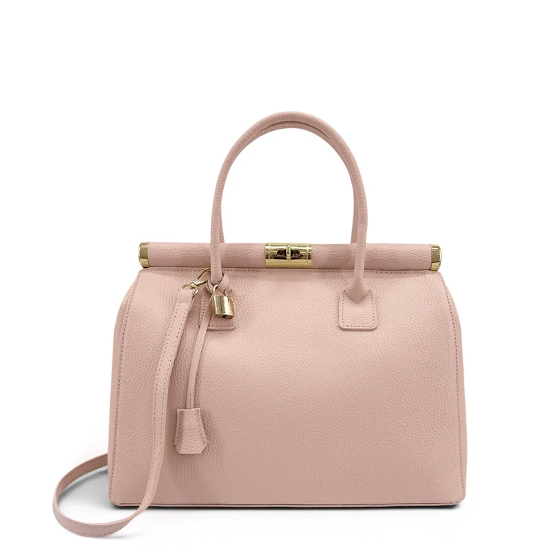 Sac bowling en cuir grainé TROCADERO Rose nude