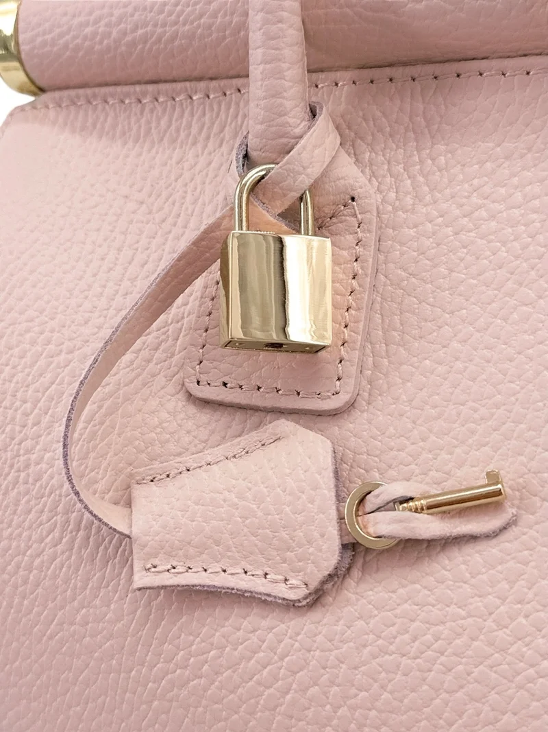 Sac bowling en cuir grainé TROCADERO Rose nude