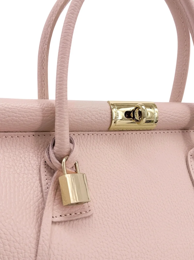 Sac bowling en cuir grainé TROCADERO Rose nude