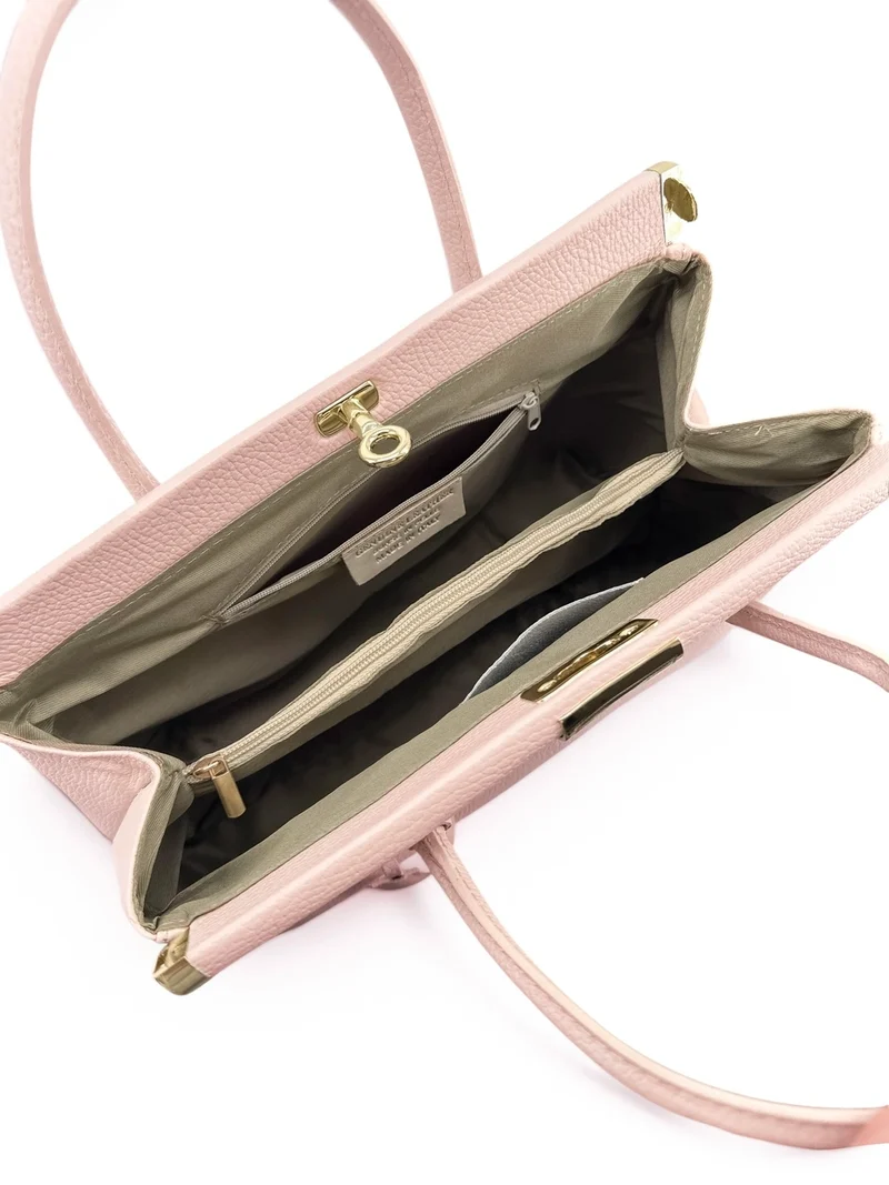 Sac bowling en cuir grainé TROCADERO Rose nude