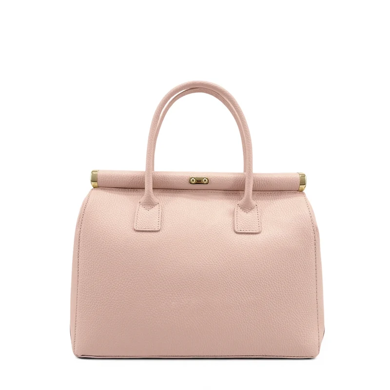 Sac bowling en cuir grainé TROCADERO Rose nude