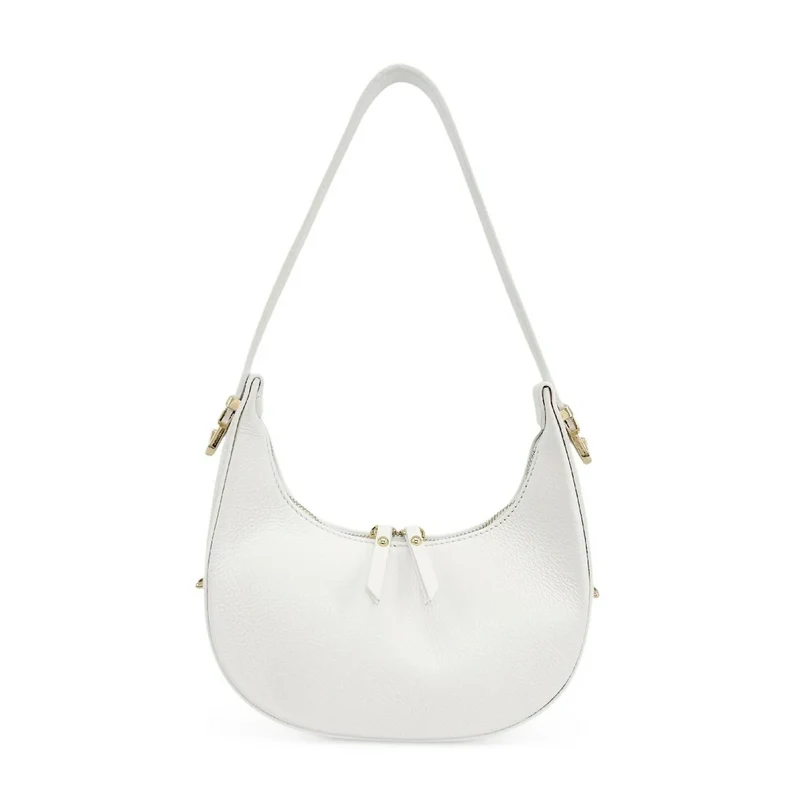 Sac demi-lune en cuir grainé SILOE Blanc