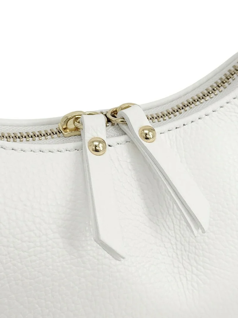 Sac demi-lune en cuir grainé SILOE Blanc
