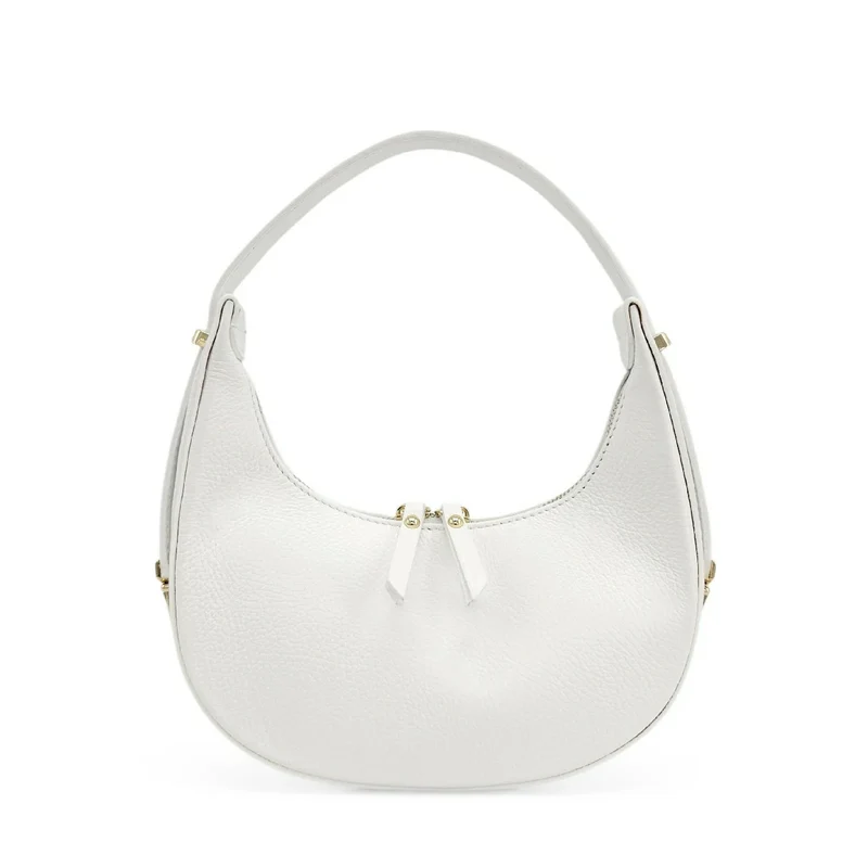 Sac demi-lune en cuir grainé SILOE Blanc
