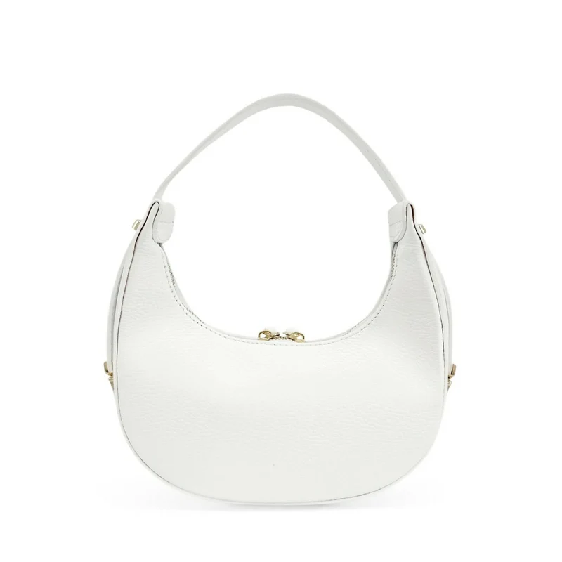 Sac demi-lune en cuir grainé SILOE Blanc