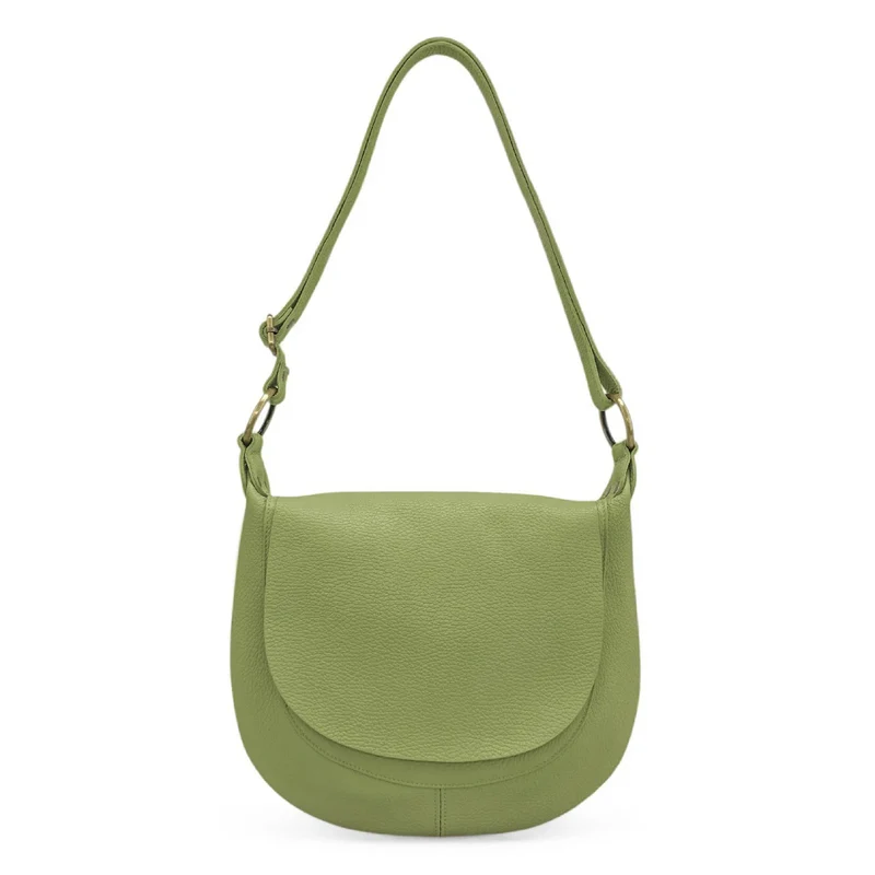 Sac bandoulière en cuir grainé LITTLE CITIZEN Vert matcha latte