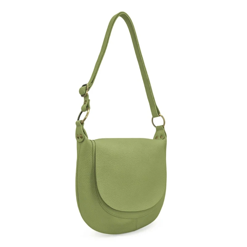 Sac bandoulière en cuir grainé LITTLE CITIZEN Vert matcha latte